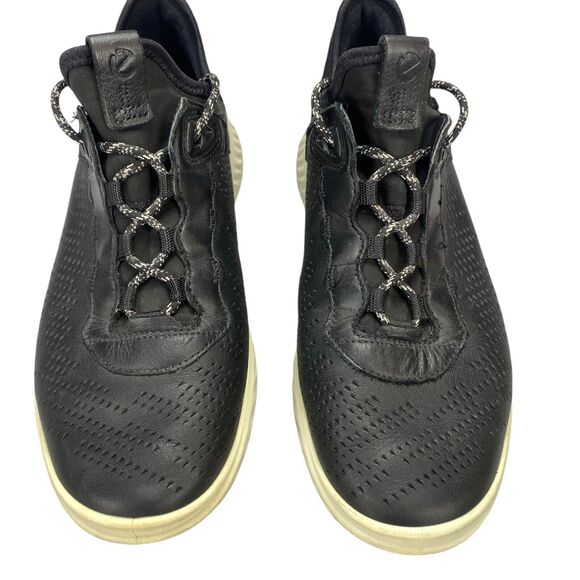 ECCO ST.1 Lite Athletic Sneakers Womens Size 8 Black Perforated Leather Lace Up - Picture 12 of 15